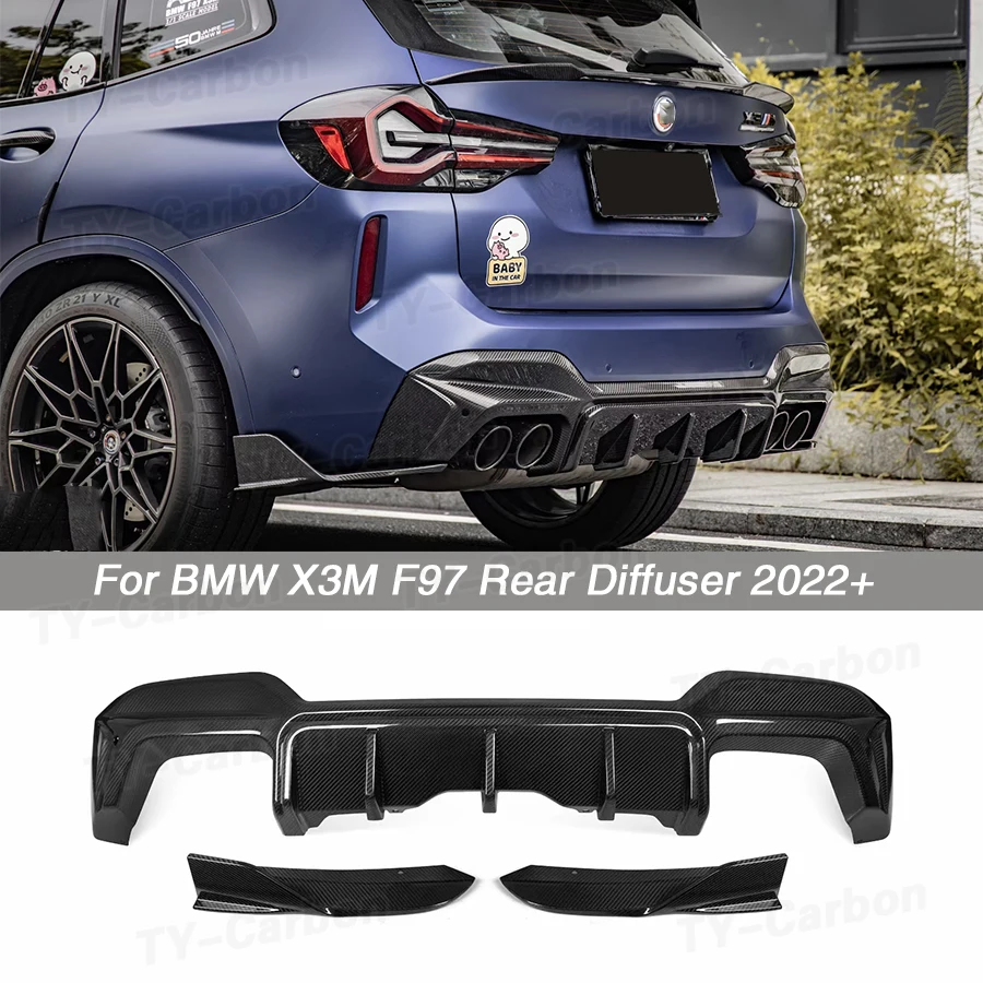 

Dry Carbon Fiber Rear Bumper Diffuser Spoiler Side Flaps Splitters Bumper Guard Protector Accessories for BMW X3M F97 FRP 2022+