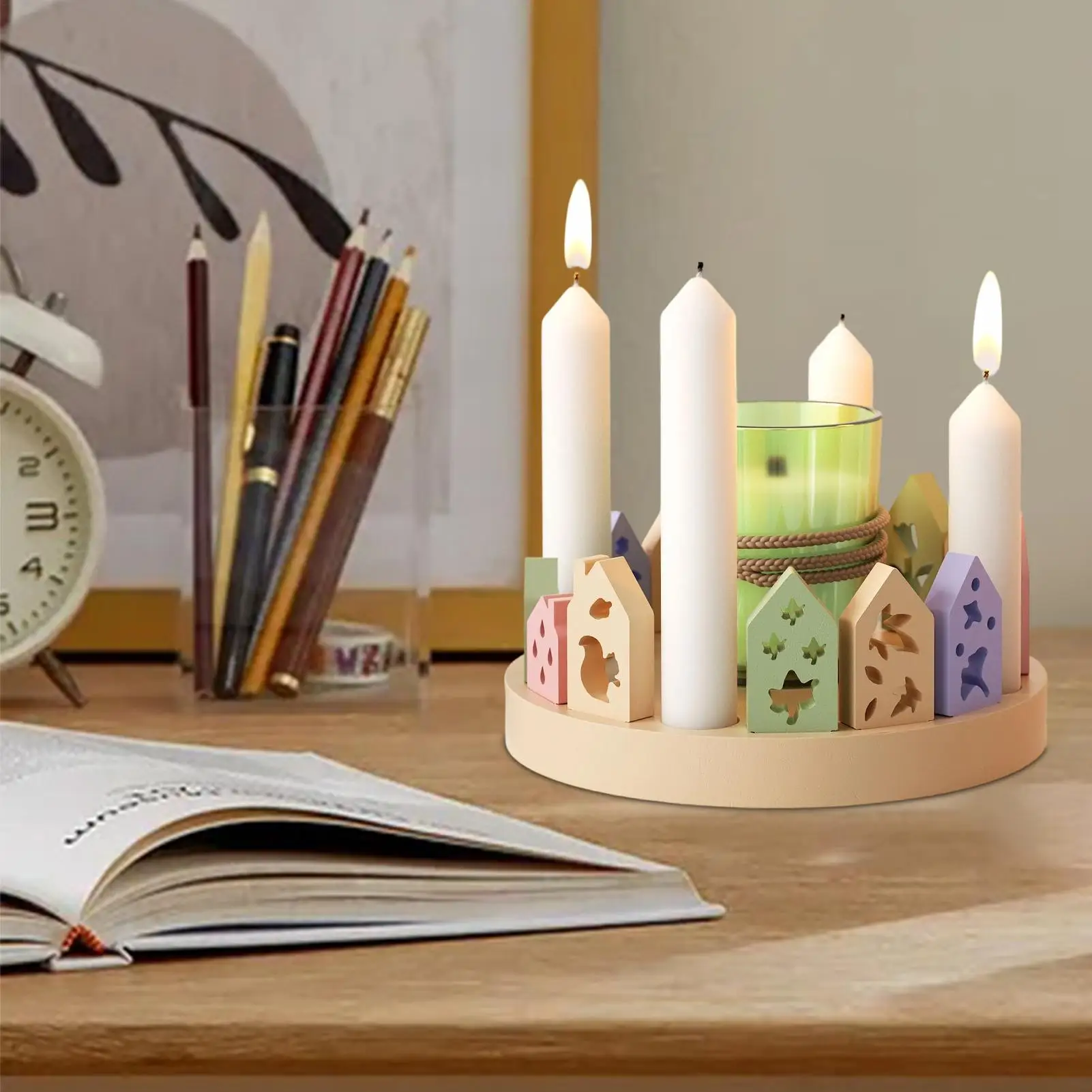 

Christmas Resin Molds 12-Cavity With Base Non-Stick Candle Holder Christmas Molds Silicone For Wax Advent Home Decor Holiday