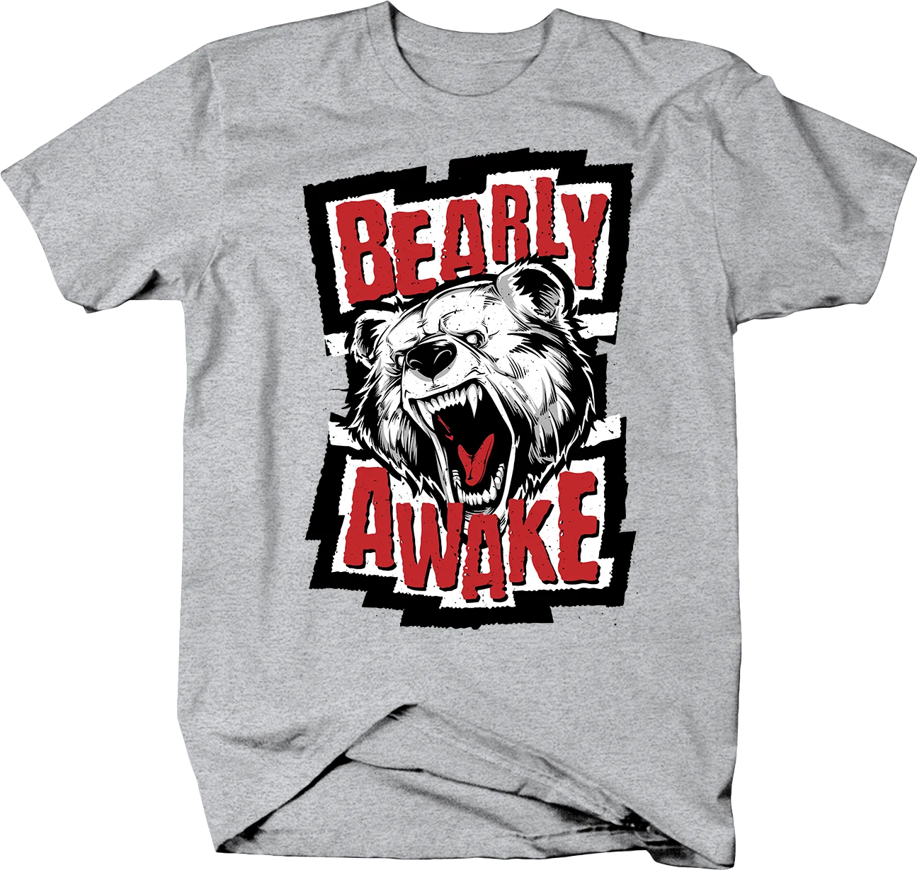 Funny Animal Pun Always Tired Bearly Awake Roaring Bear T Shirt New 100% Cotton Short Sleeve O-Neck T-shirt Casual Mens Top