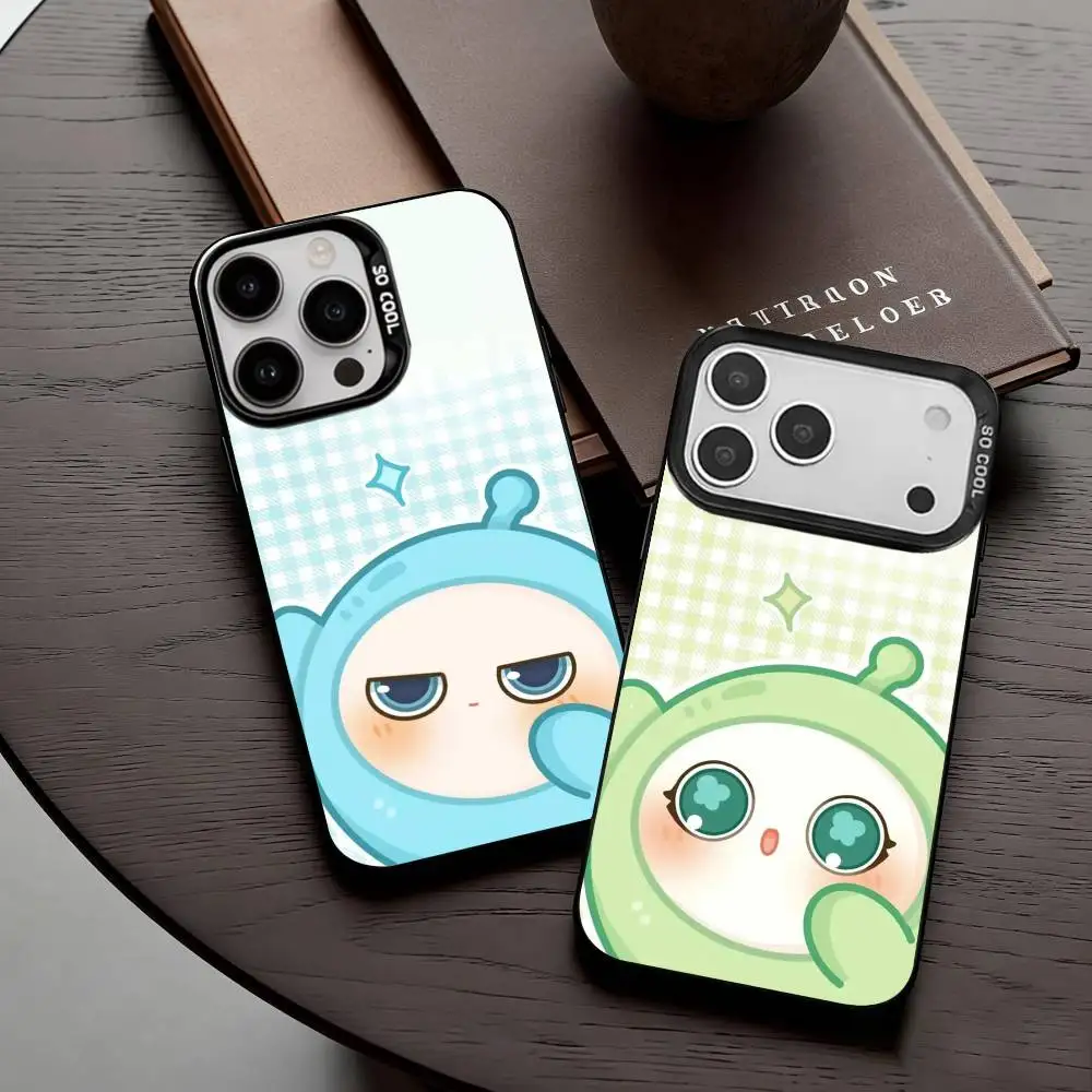 

Cute E-Eggy P-Party Phone Case For iPhone17,16,15,14,13,12,11 Plus,Pro Max Candy Silver Plated Inside Cover
