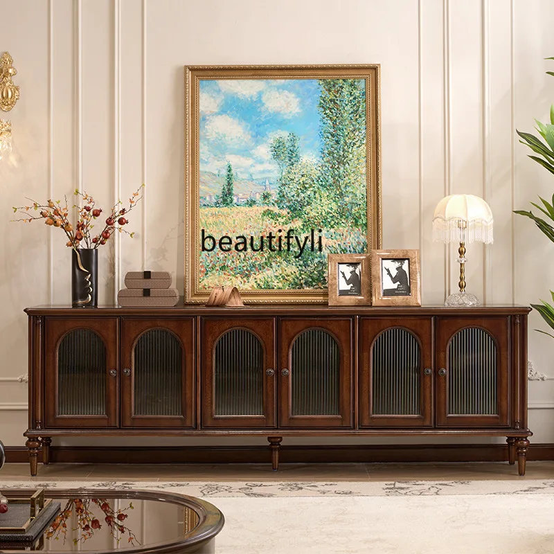 

Medieval style all solid wood, French retro storage locker, American coffee table, TV cabinet