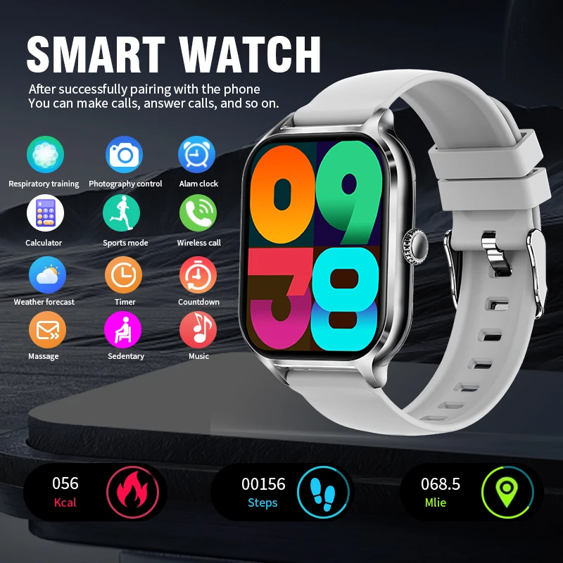 Smart Watch, Android IOS, Male/Women Watch, Call, Message Reminder, 2.01cm Large Screen Display, Exercise Steps and Fitness Exer