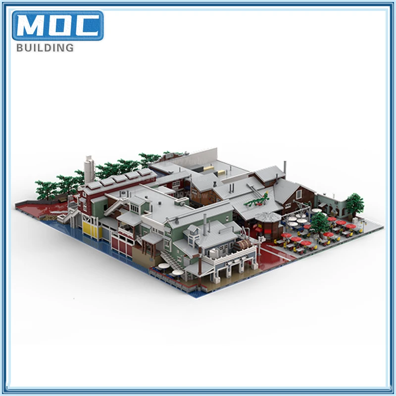 City Streetview Modular MOC Pacific Wharf Combined Set Building Blocks Technology Bricks Castle Model Birthday Gifts