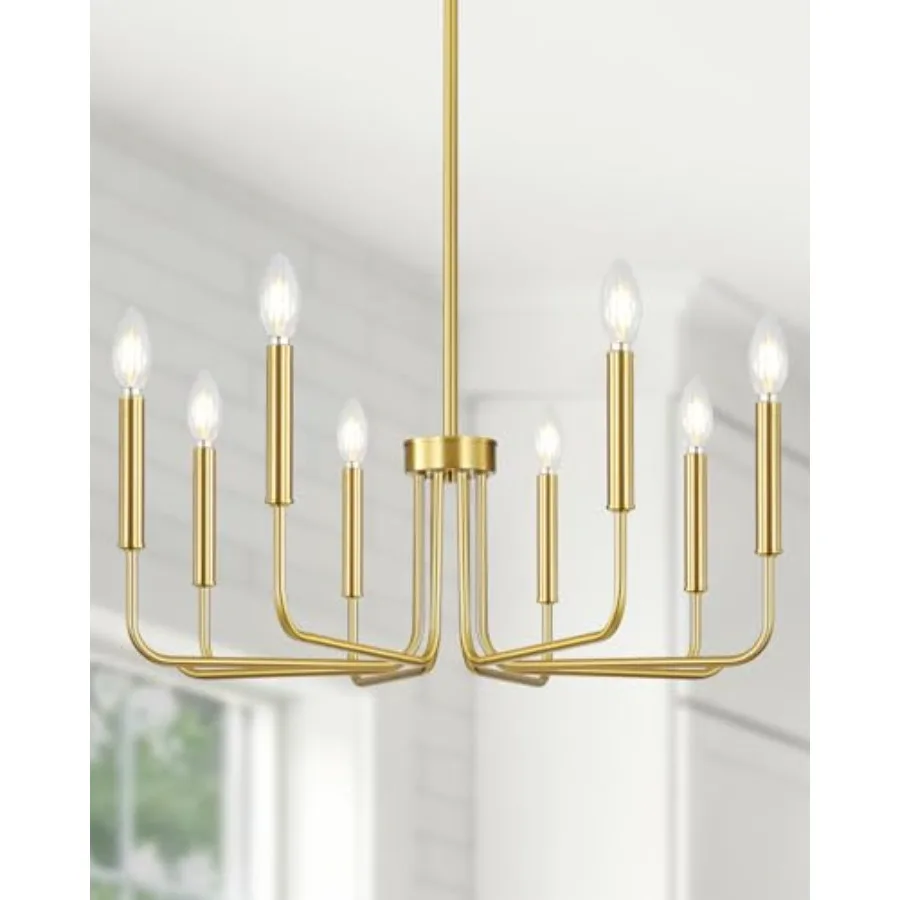 

8 Light Modern Chandelier for Dining Room Light Fixtures Over Table, Vintage Brass Master Bedroom Chandelier for Entryway, Foye