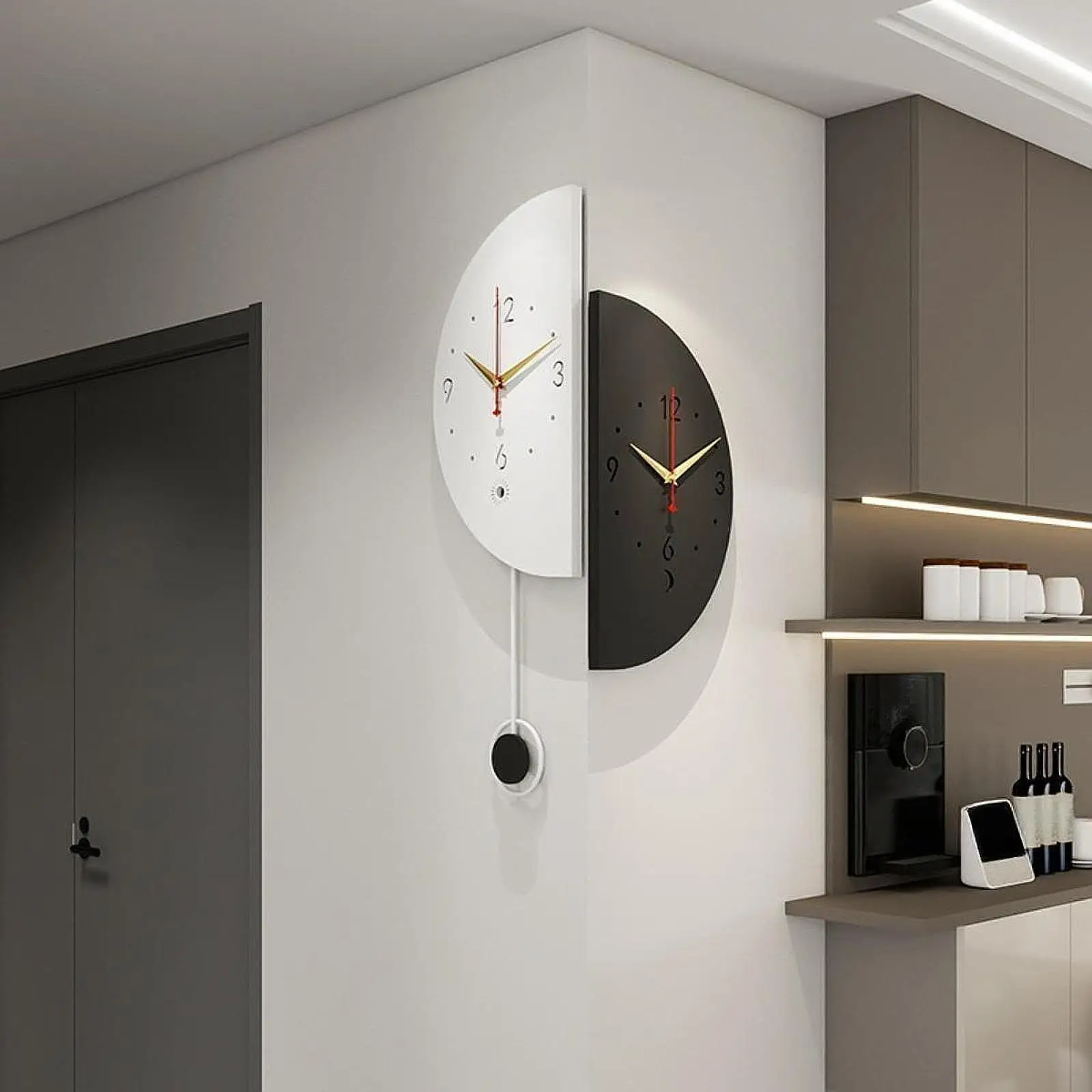 

Double Sided Corner Wall Clock Quiet Creative for Living Room Office