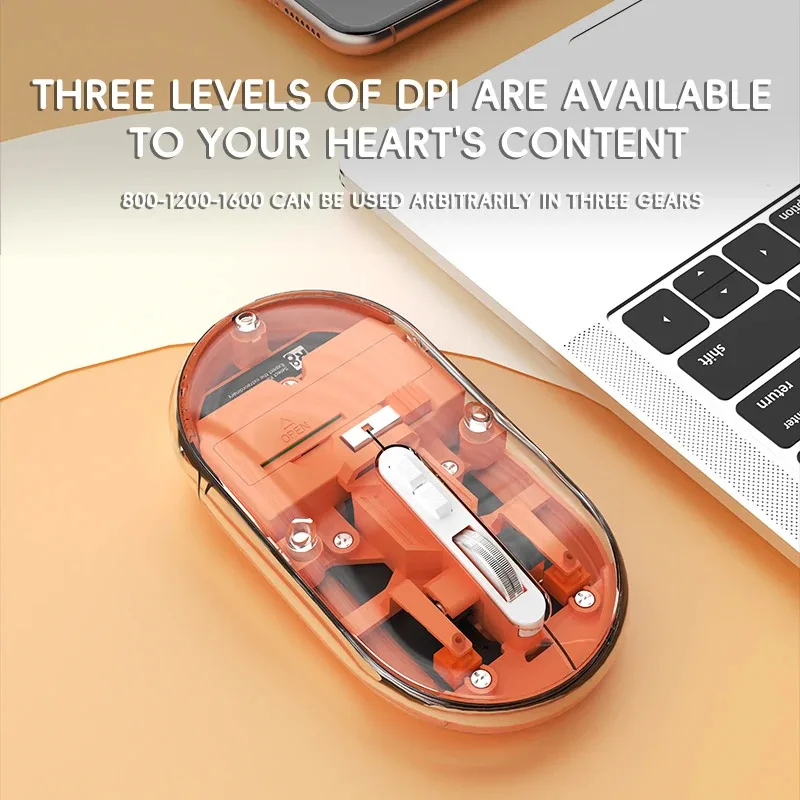 

Transparent Creative Bluetooth Wireless 6 Keys Dual-mode Game Mouse Ergonomics Battery Supply Silent Mause For PC Notebook Gift