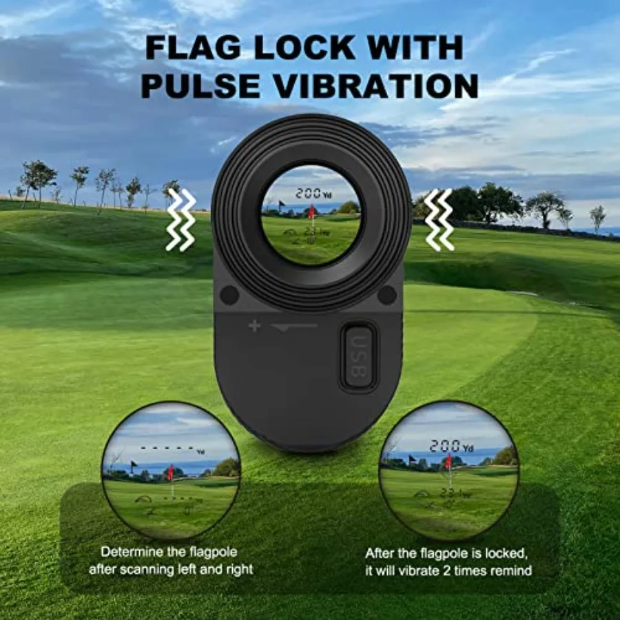 Alat Pengukur Jarak Golf dengan Slope 1100 Yard, Laser Range Finder dengan Sudut Pandang Lebar 7.5, Golf Scope Distance Finder 6X Magni