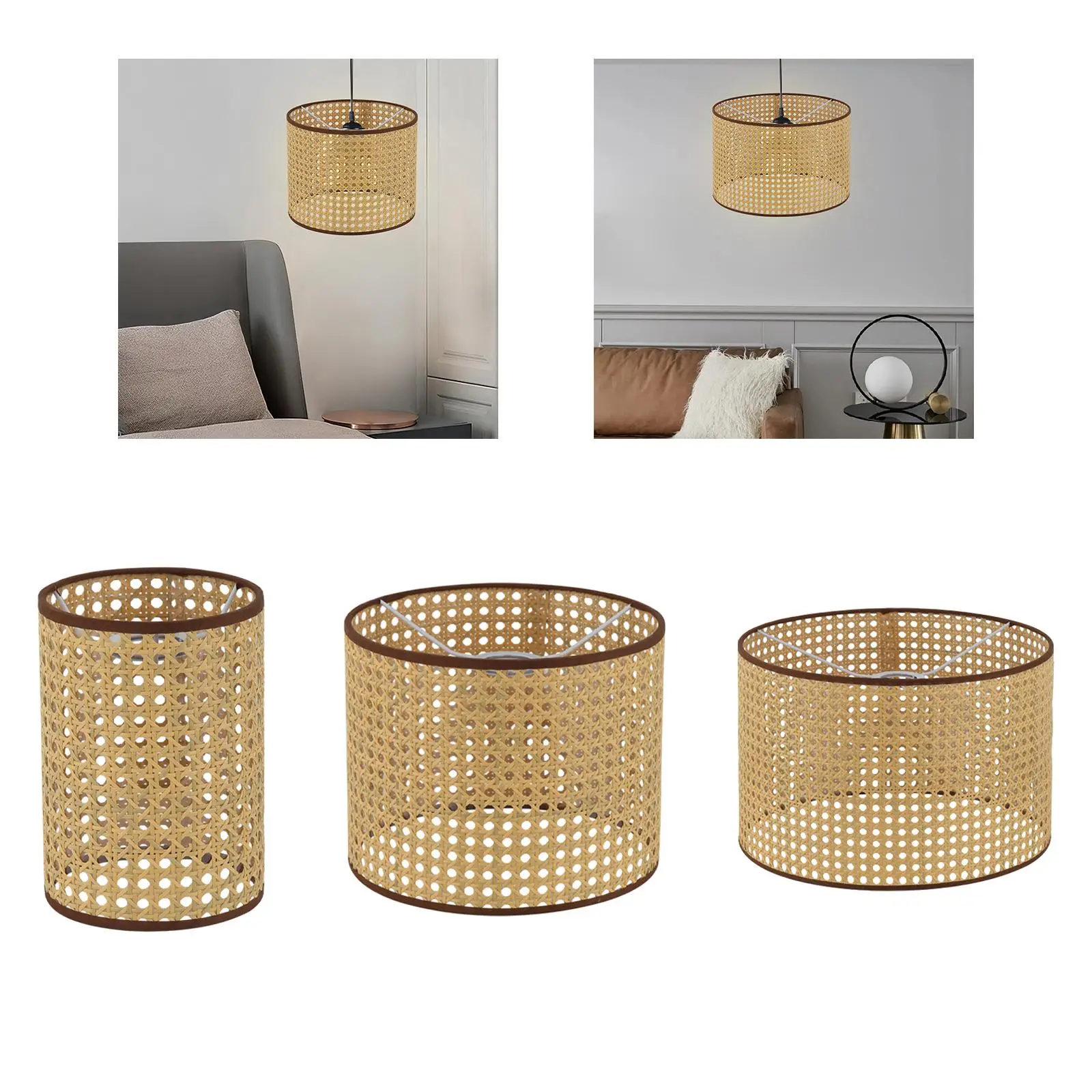 Imitation Rattan Lamp Shade Ceiling Light Cover E27 Decoration Chandelier Lamp Cover for Farmhouse Bedroom Hotel Cafe Dorm