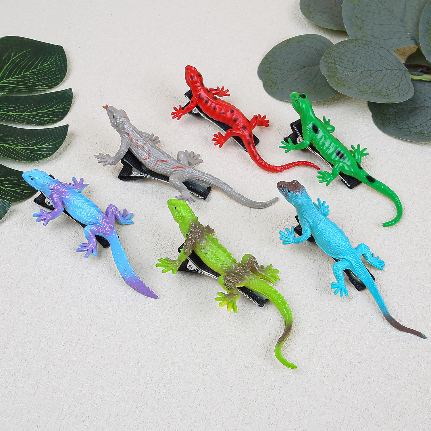 6 قطعة مقاطع الشعر السحلية الكرتون لطيف مقلد سحلية دبابيس الشعر مجموعة للنساء الفتيات لطيف تصميم الراتنج دبوس الشعر للحزب