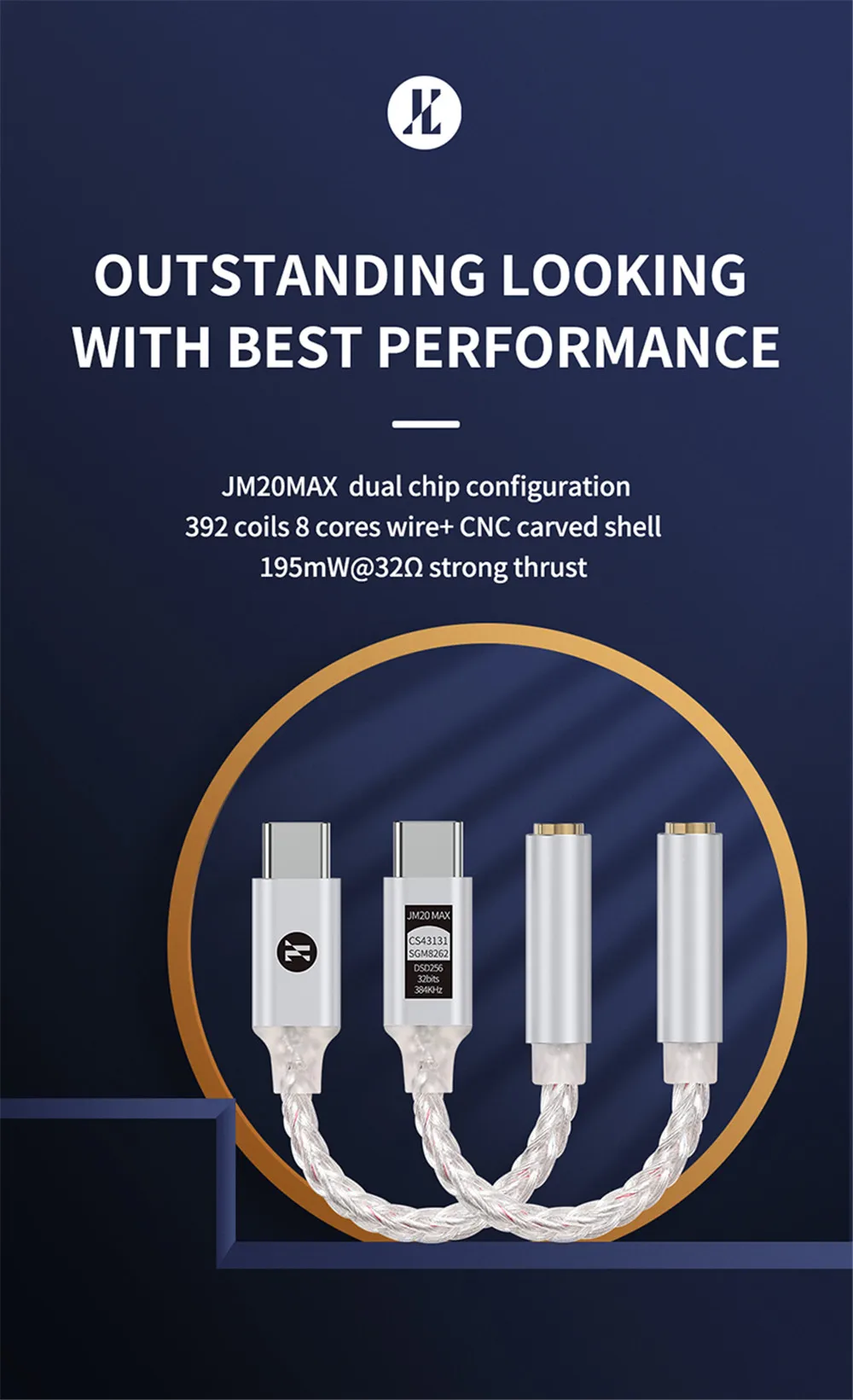 JCALLY JM20 Max CS43131 Typ C auf 3,5 mm HiFi DAC JM20 Digitale Audiodekodierung USB C Kopfhörer AMP Adapter für Android iPhone 15 16 – Detail 23