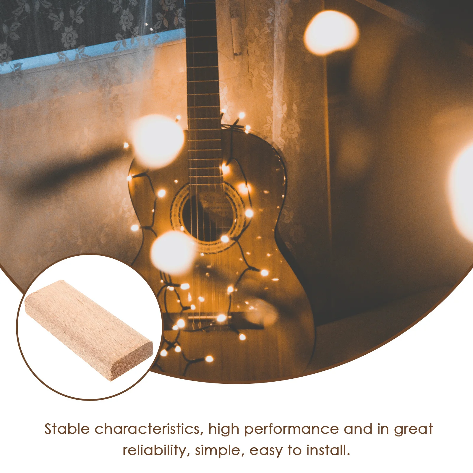 

Acoustic Guitar Tail Block Wooden Replacement Natural Color Durable Folk Guitar Support Easy Installation Accessory