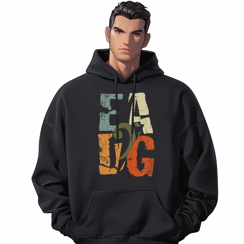 Bass Guitar Player EADG Bass Clef for Bassist Graphic Sweatshirts Men Oversized Men Harajuku