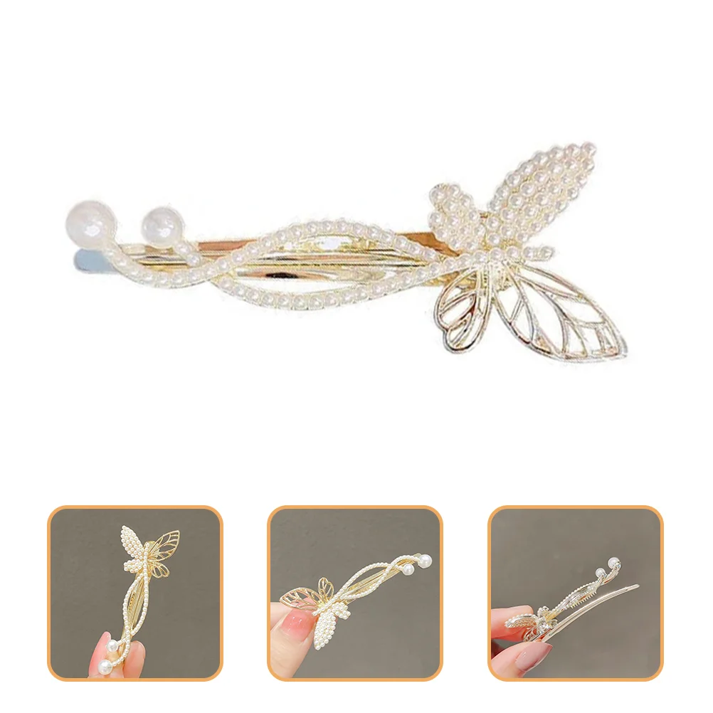 

4 Pcs Pearl Hair Pins Hairpin Women Pearls Barrette Clip Wedding Golden Birthday Bride