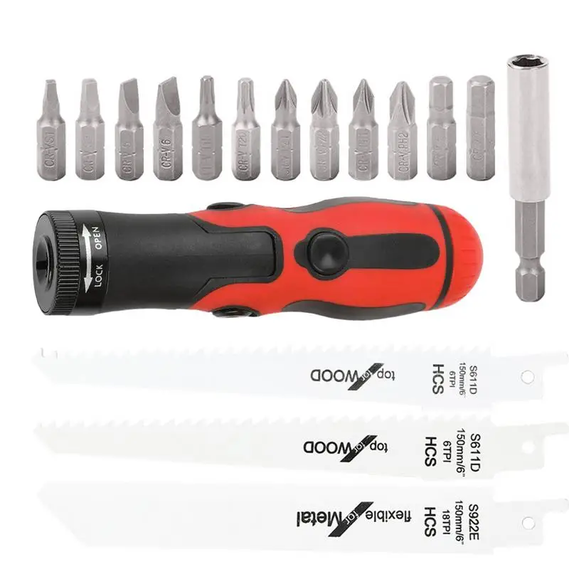 

Reciprocating Hand Saw Sawing Adapter With Bits And Saws Multipurpose Cutter Ergonomic Compact Kit For Metal Wood PVC Tube