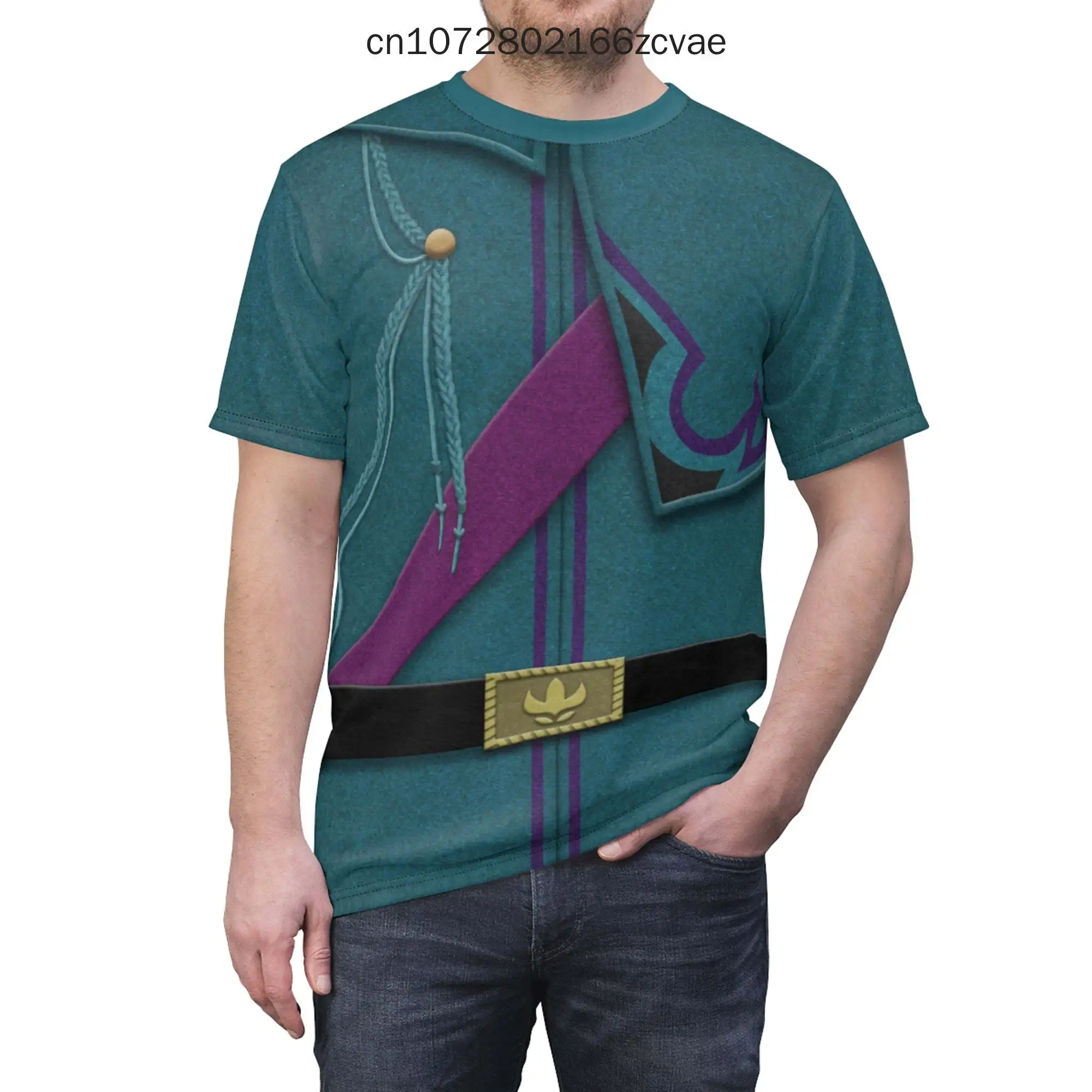 

2025 Summer New Men's Short Sleeve T-Shirt 3D Printed Disney Frozen Oaken Round Neck T-Shirt