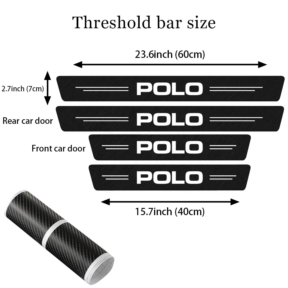 Carbon Fiber for VW Polo Car Doorsill Stickers Protect Film Threshold Bumper Strips Scuff Plate Decals Accessories