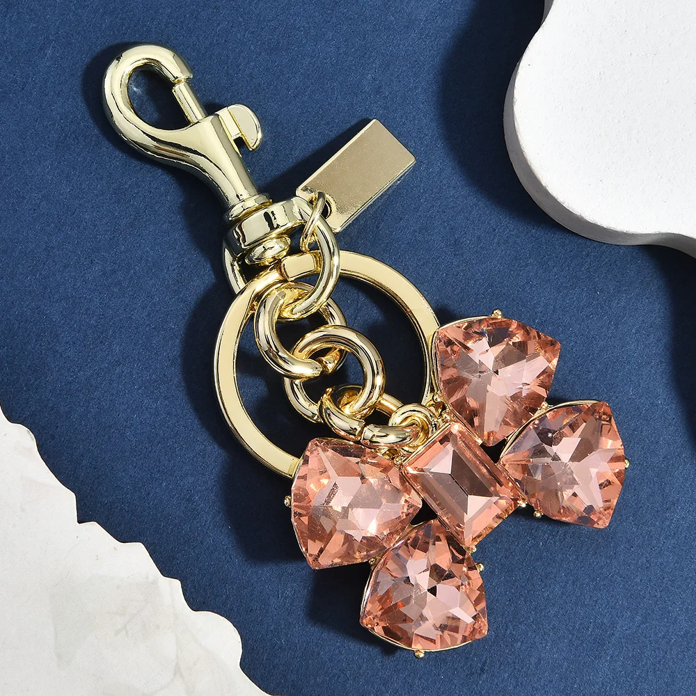 Light Luxury Small Fragrance Feng Shui Diamond Bow Tie Car Keychain Bag Pendant Temperament Fashionable Accessory Gift