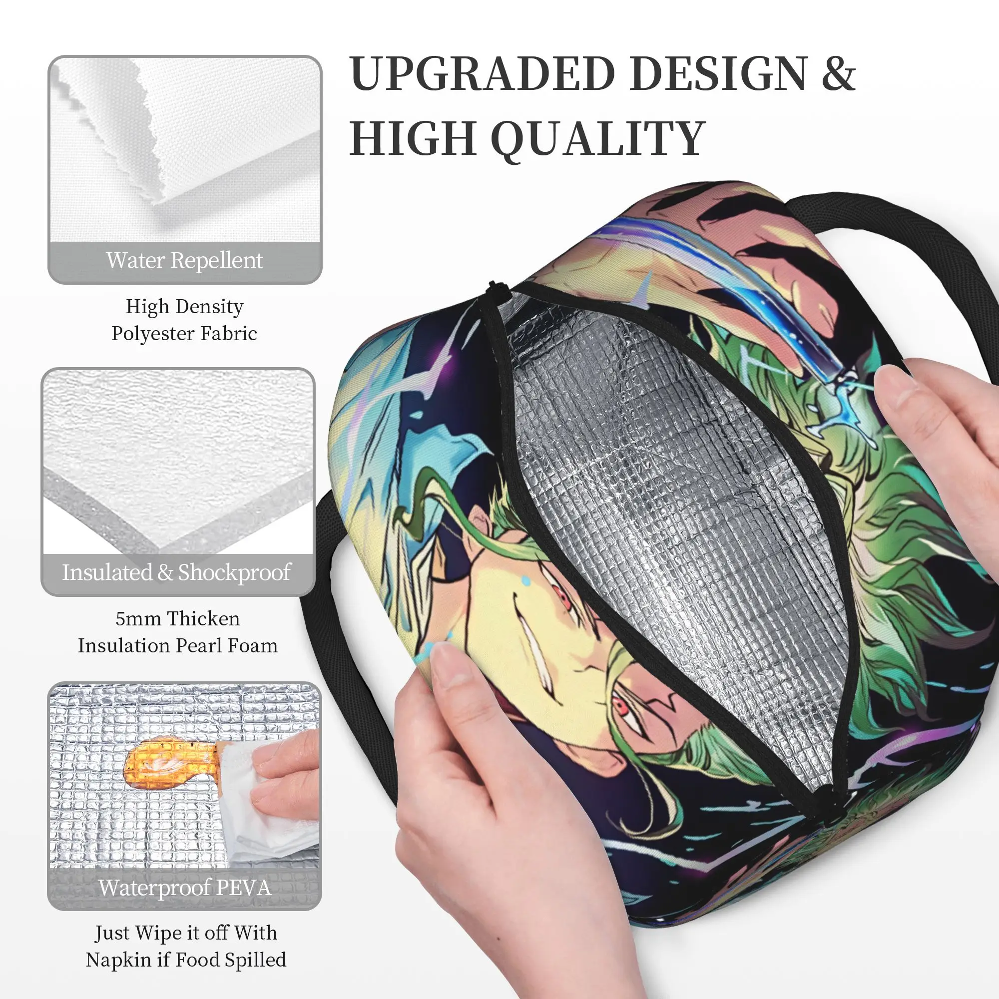 Senku Ishigami  Lunch Bag  Fashion Lunch Box For Women Outdoor Picnic Portable Cooler Bag Waterproof Print Thermal Tote Handbags - view 4
