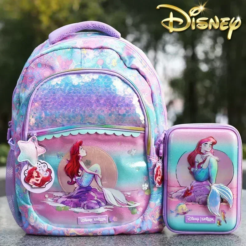 Disney Genuine Smiggle Mermaid School Bag Pencil Case Notebook Kid Stationery Set Student Lunch Bag Backpack Girl Birthday Gift