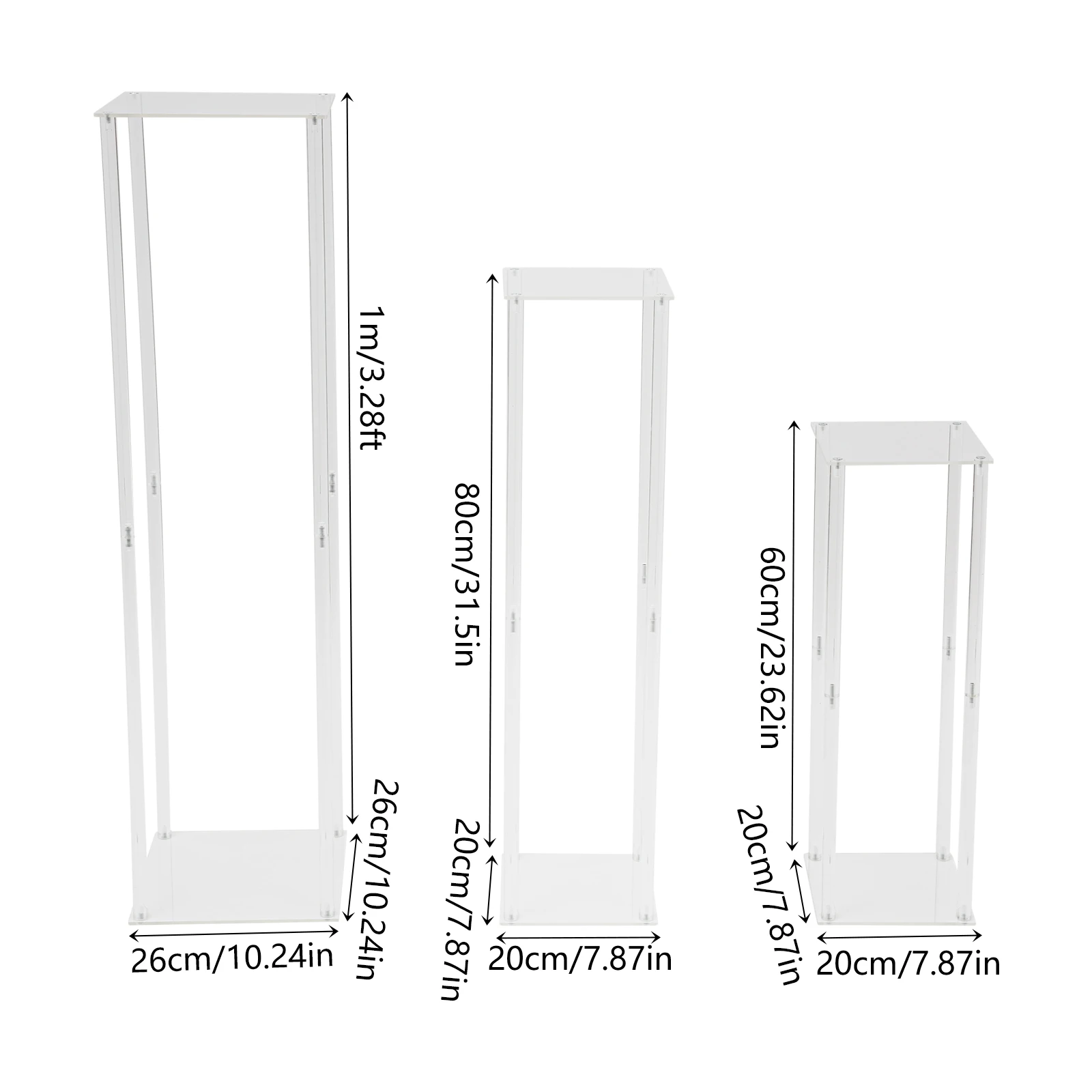 

Набор из 3 прозрачных подставок для цветов, акриловые держатели для цветов, прямоугольные подставки для цветов для свадебного декора, вечеринок, дней рождения