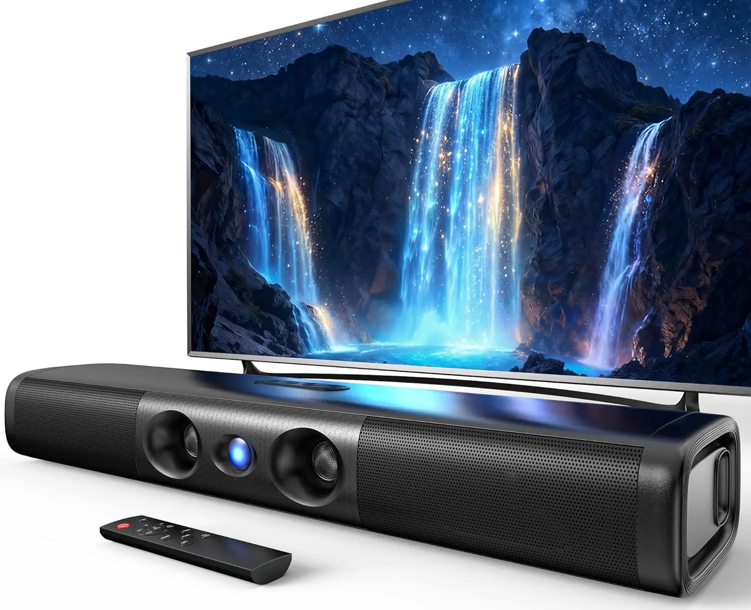 

Саундбар 60W 2.0 для Smart TV с глубокими басами, Bluetooth 5.3, ARC/Optical/AUX, настенное крепление, для игровых ПК и проекторов