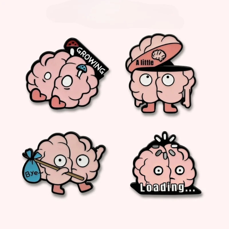 Unisex Cartoon Creative Brain Shaped Metal Brooch Badge Pin DIY for Clothes Bags Shoes Hat Scarf T-shirt Jeans Accessory