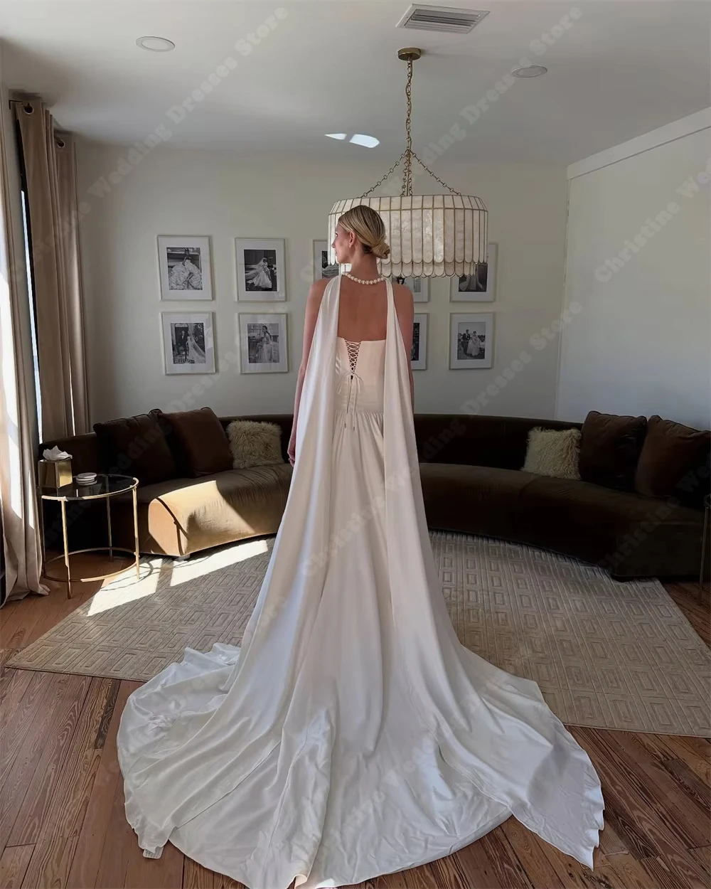 Elegant A-Line Women Wedding Dresses Sexy Strapless sleeveless Bridal Gowns Mopping Length Banquet Vestidos De Novias Customized