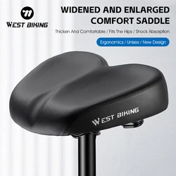 WEST BIKING Comfortable Bicycle Saddle Double Shock Absorption Commuter Cycling Seat High Elastic Widen MTB Road Bike Cushion