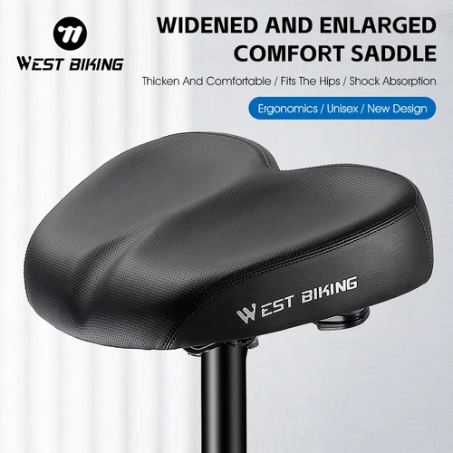 WEST BIKING-sillín de bicicleta cómodo con doble absorción de impacto, asiento de ciclismo de montaña y carretera, cojín elástico
