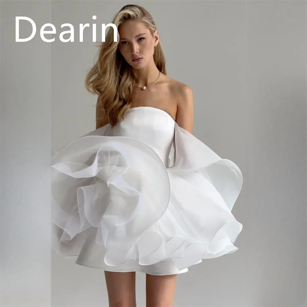 

Customized Formal Gown Dearin Strapless A-line Mini Length Skirts Draped Bespoke Occasion Dresses Evening Saudi Arabia Prom Dres