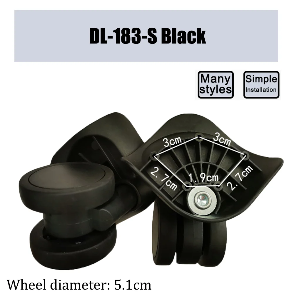 Suitable For DL 183-S Trolley Case Wheel Pulley Sliding Casters Universal Wheel Luggage Wheel Smooth Slient Wear-resistant Black