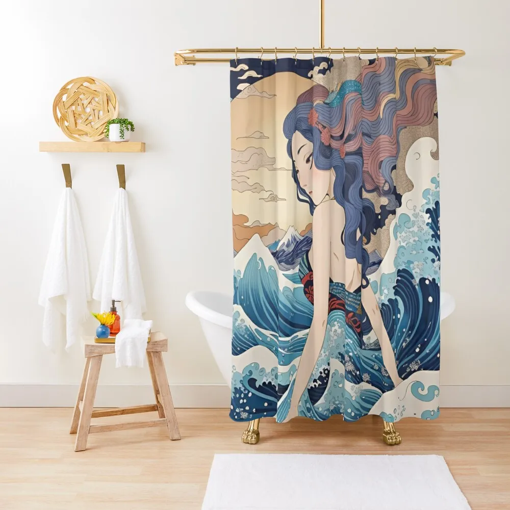 Siren Wave off Kanagawa Mermaid Shower Curtain Bathroom Accessorys Shower Set For Bathroom Bathtub Curtain