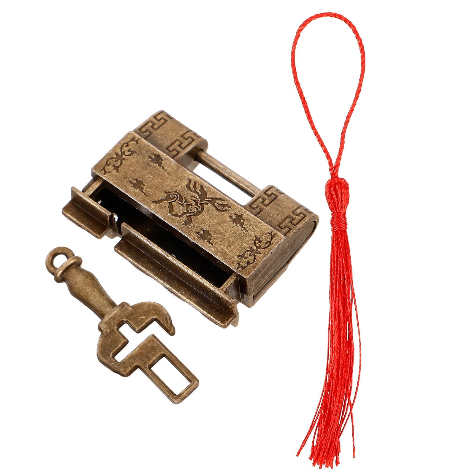 1Set Vintage Copper Lock Padlock Latch Jewelry Box Drawer Decorative Small Locks Keys Small Locks with Keys