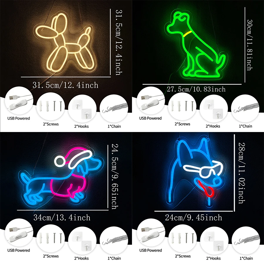 Dog Led Neon Sign, Interesting Animal Icons, Bedroom, Bar, Pet Store, Game Room, Office Decor, Birthday Gifts For Boys And Girls