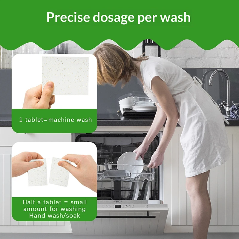 30/100Pack Dishwasher Cleaner Tablets, Grease Removal Deodorizing Detergent Sheet for Kitchen, Deep Cleaning Dishwashing Tool