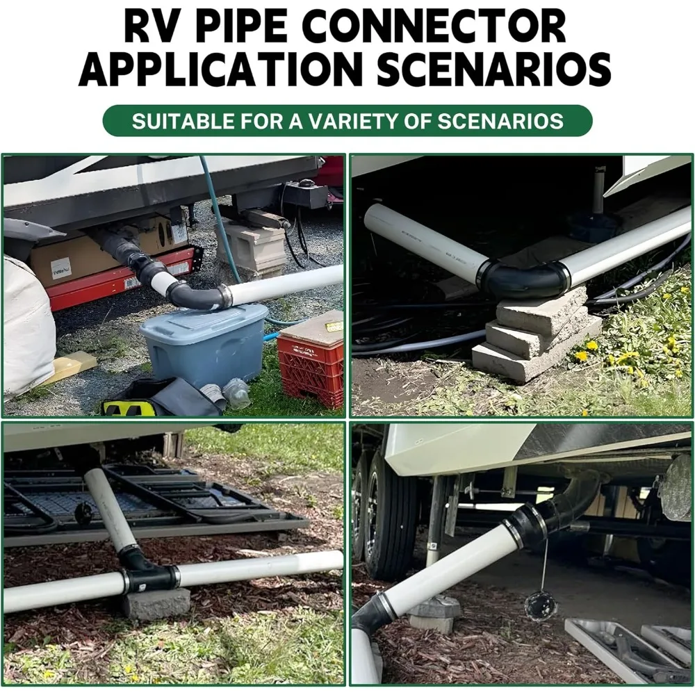 طقم توصيل نفايات الصرف الصحي RV مع محول اقتران مناسب للانزلاق لتركيبات خرطوم الأنابيب البلاستيكية مقاس 3 بوصة #5