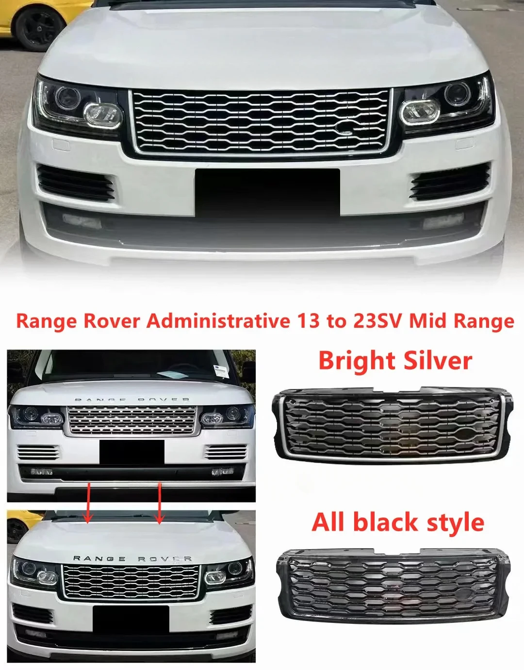 Front Bumper Grille Hood Tuning for Land Rover Range Rover Vogue 2013 -2017 Upgrade To 2018 RANGEROVER VOGUE L405 NEW Style