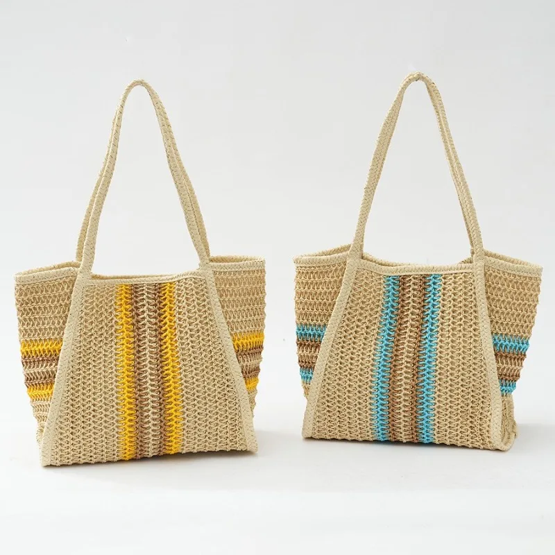 

New Women Woven Shoulder Bag Large Capacity Tote Bag Casual Beach Vacation Bag Fashion Commute Bag For Daily Life Travel