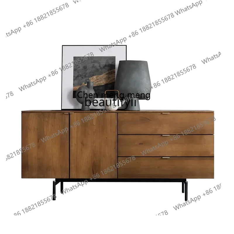 cn8350 LHY zq Time Nordic Retro Solid Wood Sideboard Middle and Ancient Small Apartment Tea Cabinet Living Room Locker
