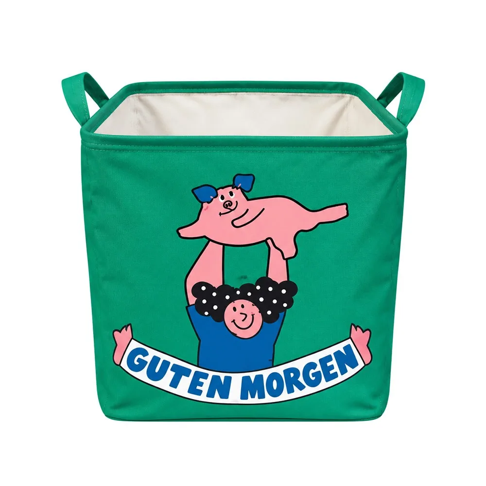 32x32cm Foldable Storage Basket Fabric Cartoon Pattern Miscellaneous Storage Bag Carry Handles Waterproof Car Trunk Organizer