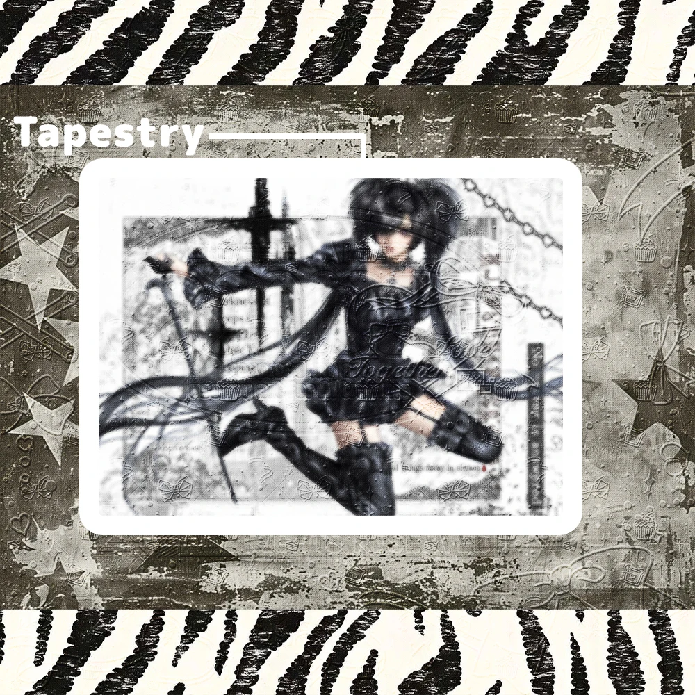 ぴりぴり Gothic Black Twin Tail Girl Thorn Crown Crow Cane Anime Vertical Tapestry Dark Lolita Door Wall Hanging