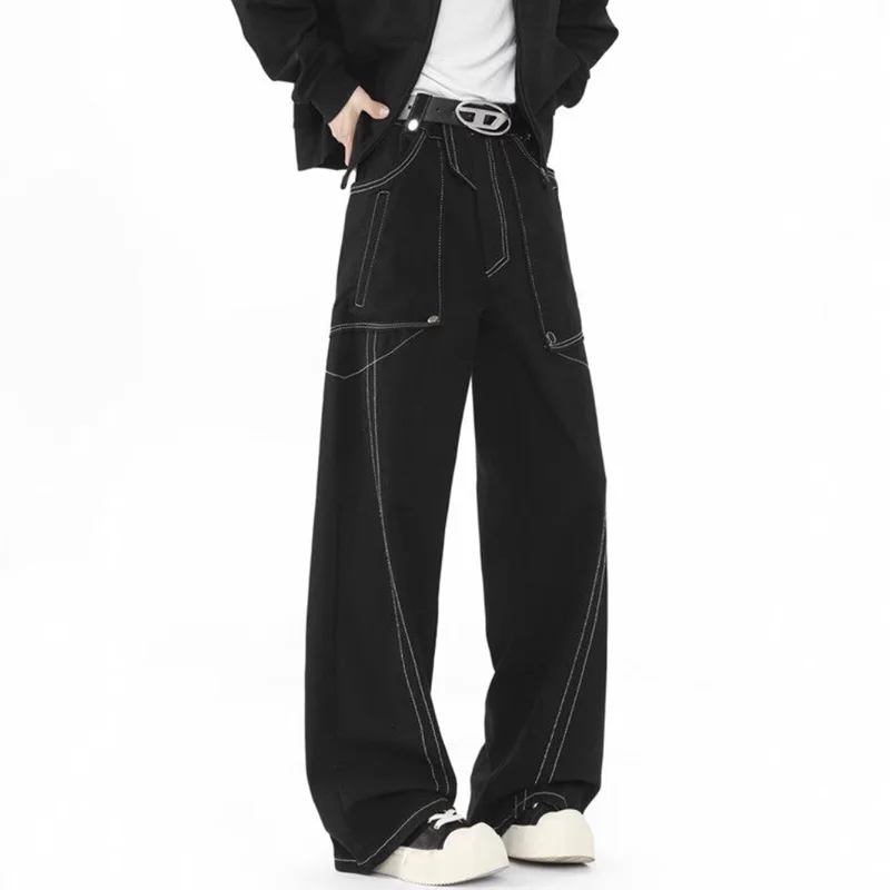 

Men's Jeans Casual Washing Sense of Design Fashion Loose High Street Retro Style Solid Pants Loose Fit Design Wide Leg Straight