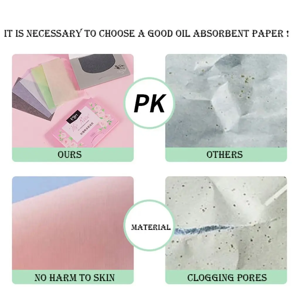 100Pcs Öl Entfernung Gesicht Öl Blotting Papier Hautpflege Anti-fett Öl Control Film Öl Kontrolle Lavendel Gesicht reiniger Tücher