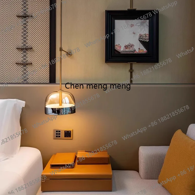 

Simple and creative glass, room lamp, hotel bedside long pole background wall wall lamp