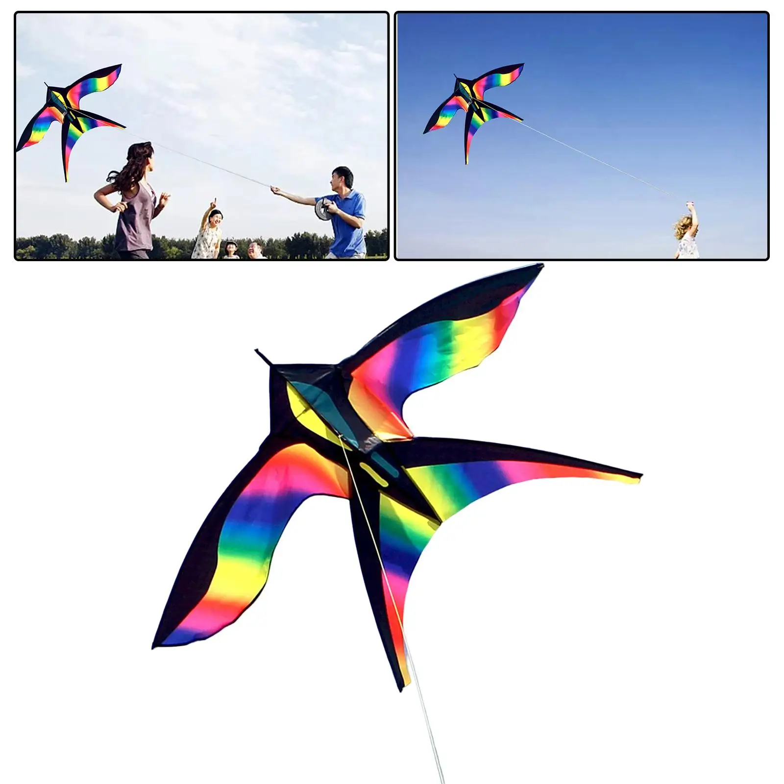 Colorful Swallow Kite Single Line Huge with String 75x70cm Giant Beach Outdoor Sports Teenagers