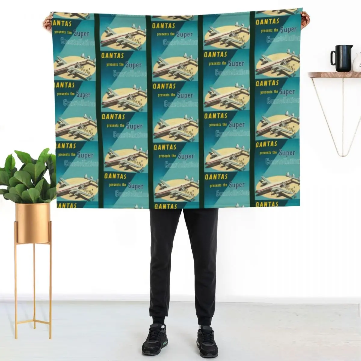 

1951 Qantas Constellation Throw Blanket Warm Cozy Throw Blanket for Living Room Couch