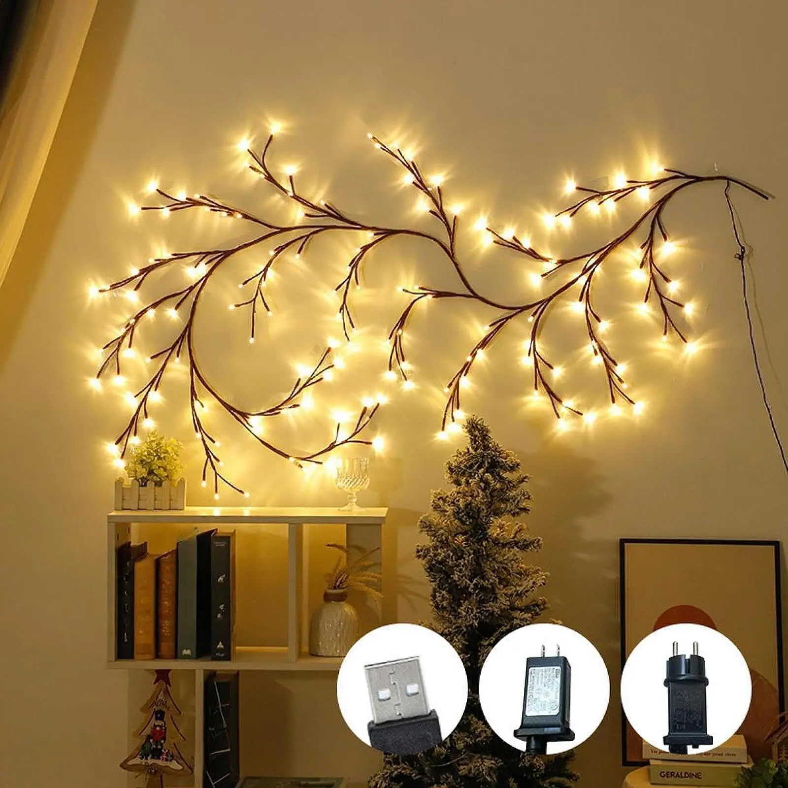Lighted Christmas Tree Branch Lighted Artificial Branch Twig for Home Office