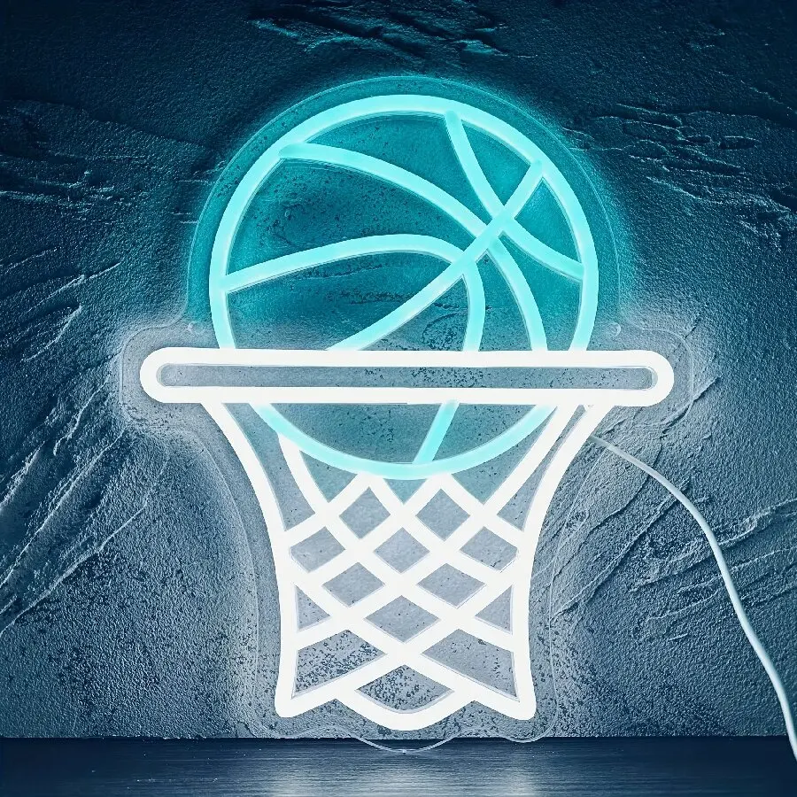 Basketball Football Backboard Neon Sign for Wall Decor, Powered by USB ,Sports Neon Signs for Room Bedroom Shop Decor