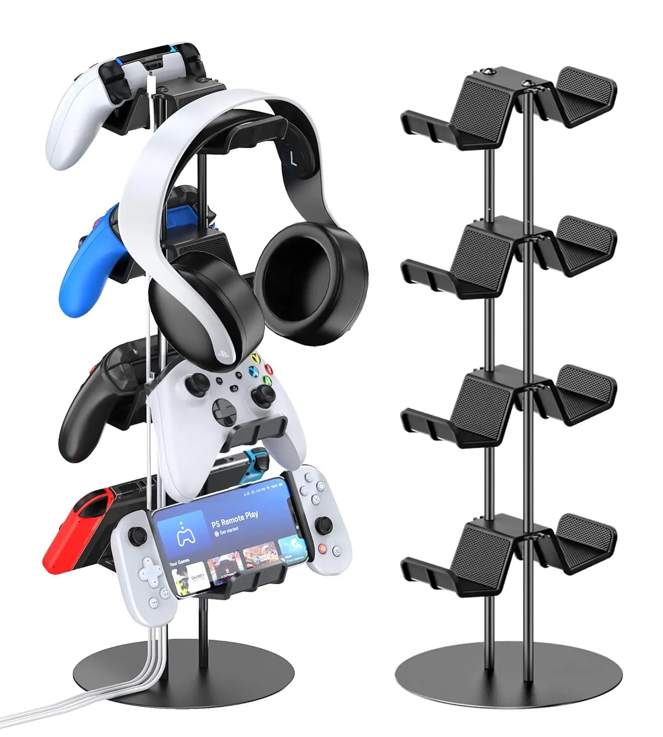 Universal Gaming Controller Stand with Headphone Holder, 4-Tier Desk Organizer for Xbox PS5 PS4 Switch