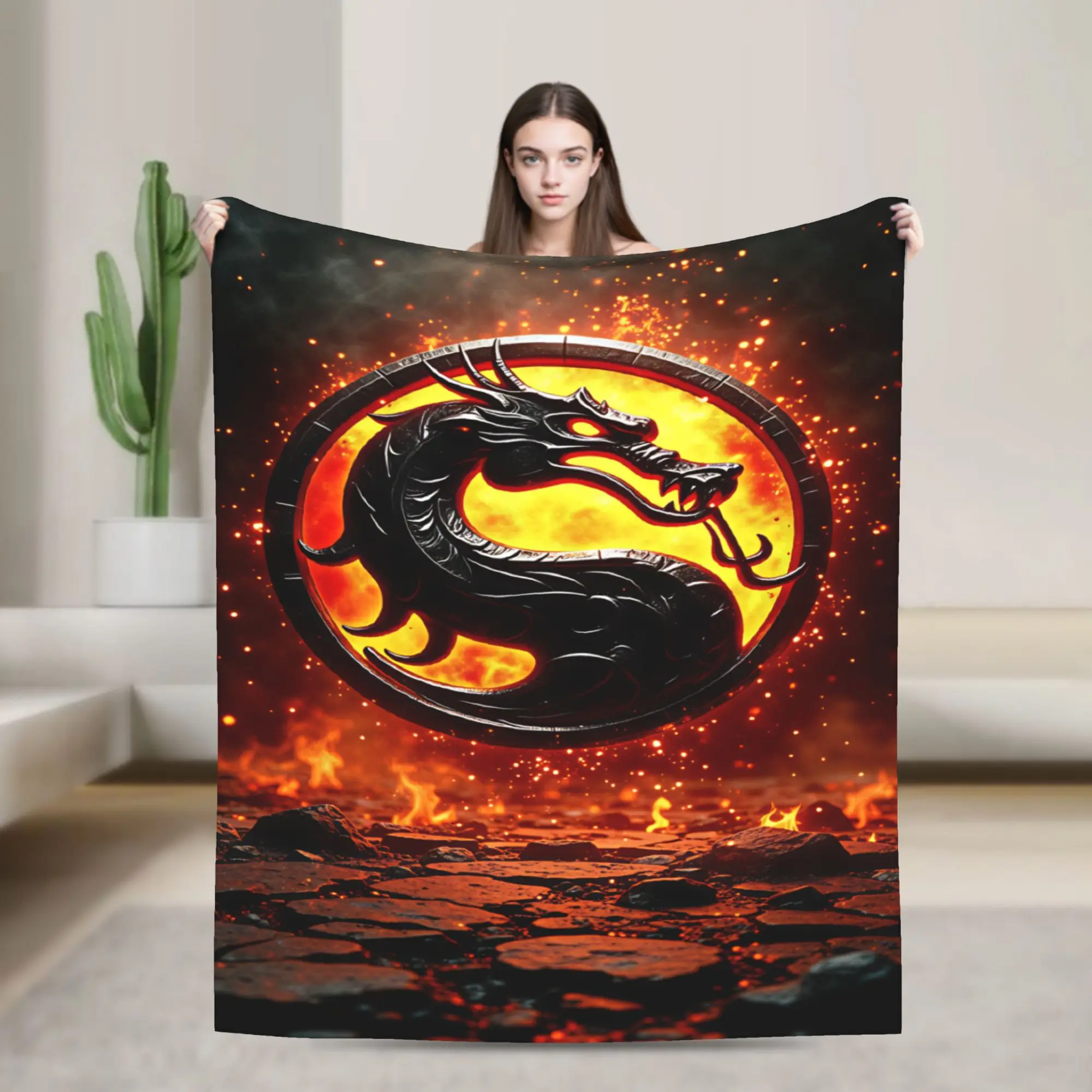 M-Mortal Kombat  Blanket  Warm Soft Novelty Plush Throw Blanket For Outdoor Picnic Flannel Bedspread Bed Cover
